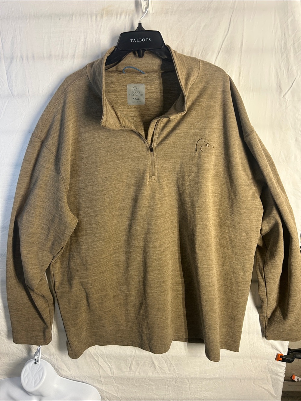 Talbots Men's Quarter-Zip Sweater in Taupe